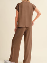 Ribbed Exposed Seam Top and Pants Set OutfitFlow